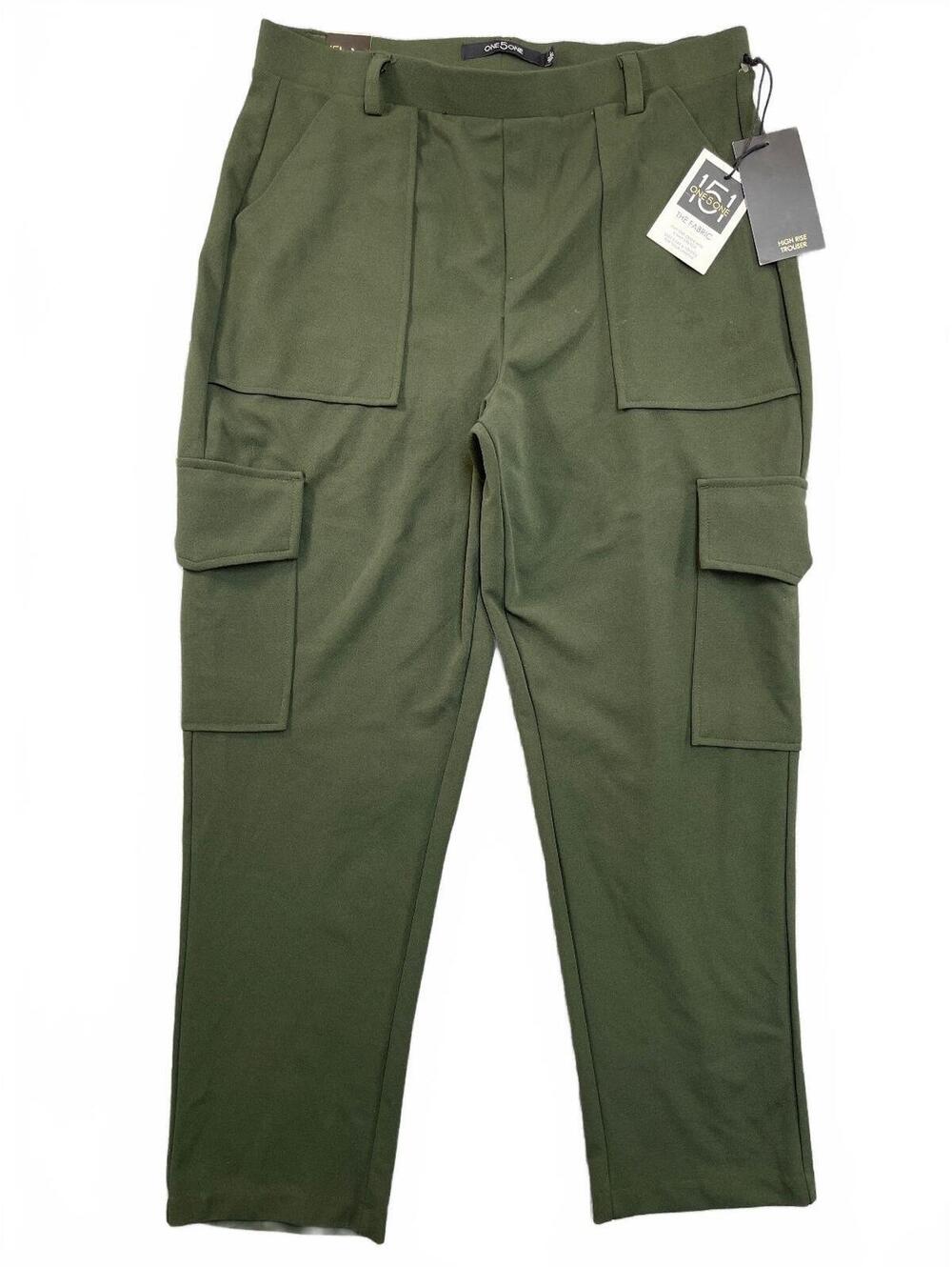 One 5 One Women's High Rise Cargo Pants Size L Olive Green New With Tags